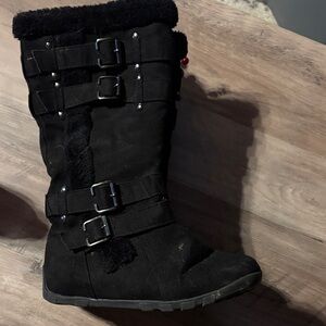 Stylish Black Buckle Boots for Women